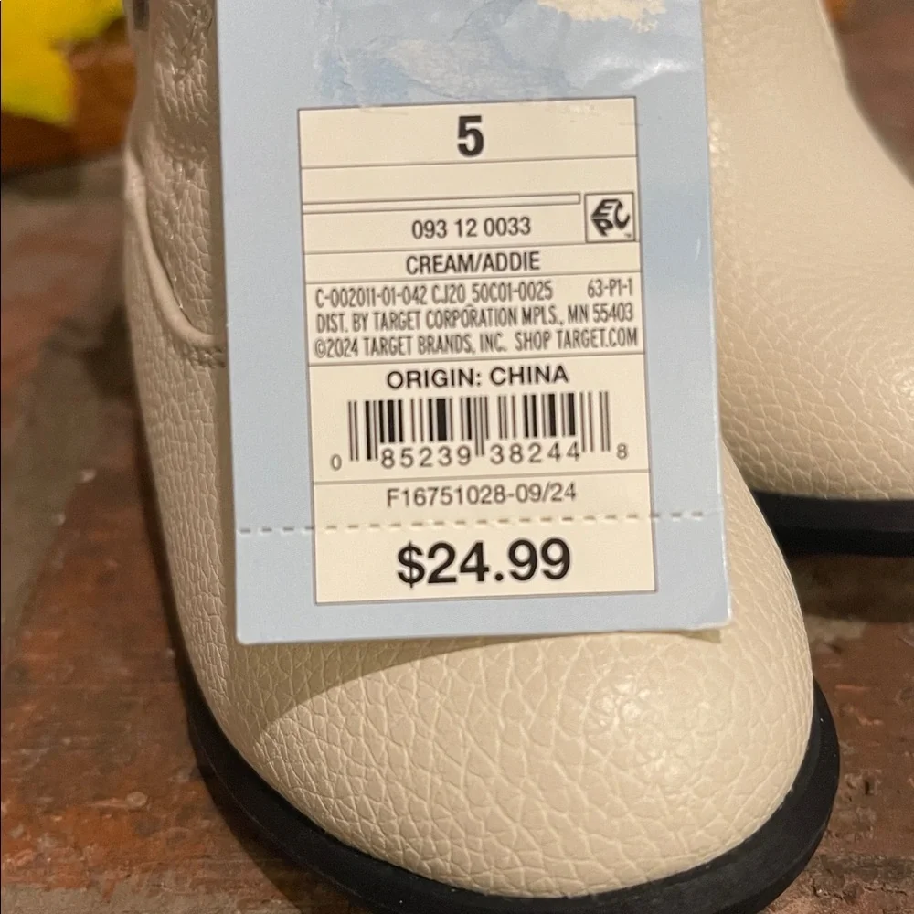 Kids Cream Ankle Zip Western Boots